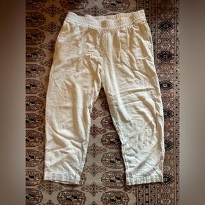 Old Navy women’s large linen-blend cream colored pants with elastic waistband